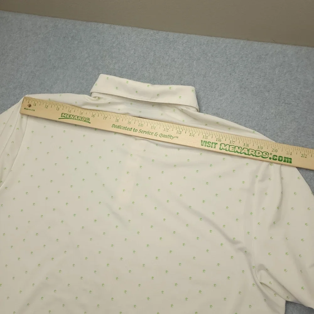 Adidas Primegreen Polo Shirt Mens XL CREAM Palm Tree Print Golf Tropical Stretch